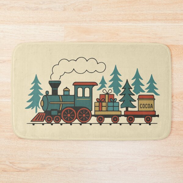 Item preview, North Pole Express – Retro Holiday Train with Gifts and Cocoa designed and sold by PrintSmithArt.