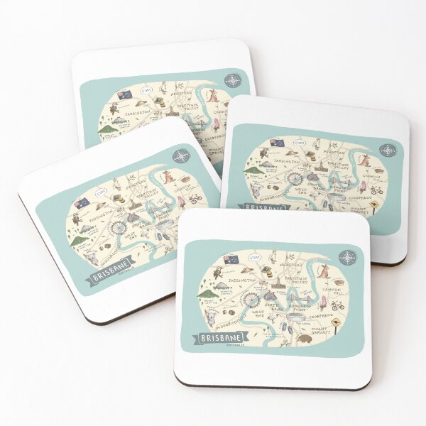 Item preview, Map of Brisbane, Australia - Teal designed and sold by Those Pencil Shavings.
