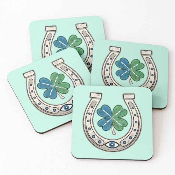 Item preview, Modern Fusion of Lucky Symbols – Evil Eye, Clover, and Horseshoe Design designed and sold by SaicoGN.