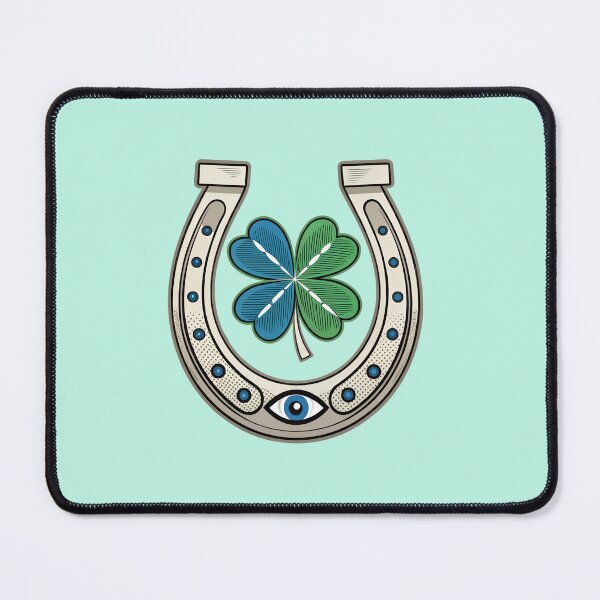 Item preview, Modern Fusion of Lucky Symbols – Evil Eye, Clover, and Horseshoe Design designed and sold by SaicoGN.
