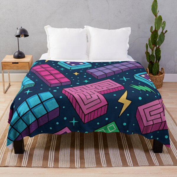 Item preview, Retro Neon Blocks Pattern – Futuristic Geometric Arcade Design designed and sold by NoctaHike.