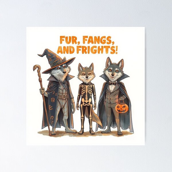 Item preview, Fur Fangs and Frights PNG | Funny Wolf Halloween Art | Spooky Forest Animal Illustration designed and sold by Sidra Official Art.