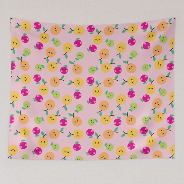 Item preview, Smiling Apple Pattern on Baby Pink – Cute Kawaii Fruit Design designed and sold by boonshop.