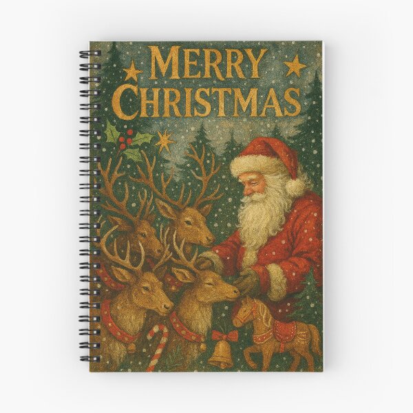 Item preview, Vintage Retro Santa Claus with Reindeer - Nostalgic Christmas Illustration in Old Style designed and sold by Lyvion design.