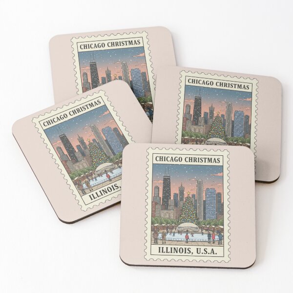 Item preview, Vintage Chicago Christmas Stamp designed and sold by allaboutstamps.