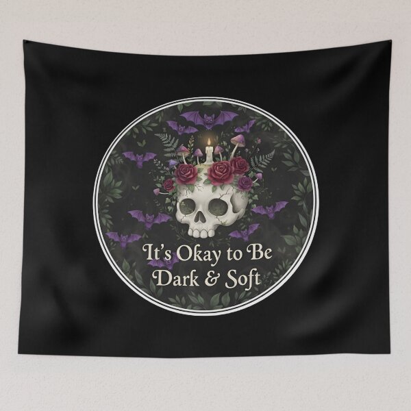 Item preview, It’s Okay to Be Dark and Soft – Gothic Aesthetic Skull designed and sold by SidTastic .