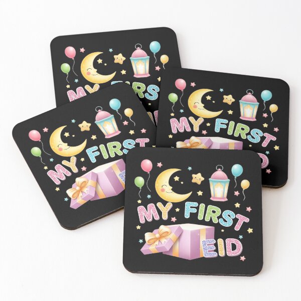 Item preview, "My First Eid" Glittery Letters, Gift Box & Smiling Moon (V.1) designed and sold by D-Islamic.