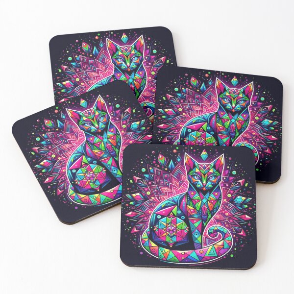 Item preview, colorful geometric mystic cat designed and sold by Dogandesighn.