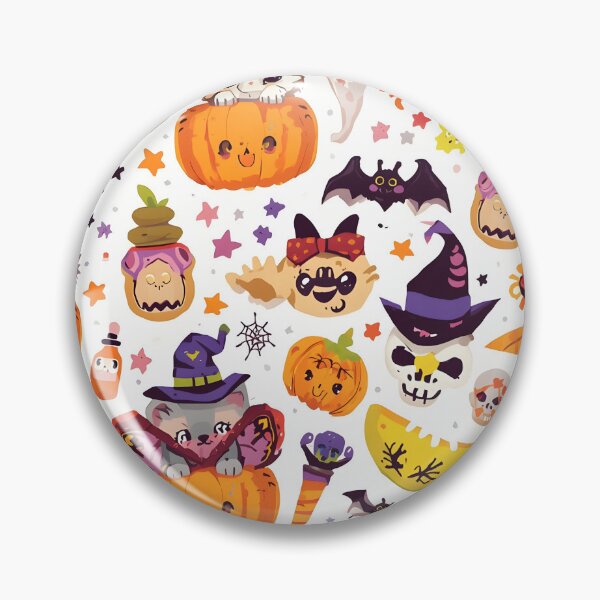 Item preview, Kawaii Halloween Stickerbomb Pattern: Spooky Fun designed and sold by MoonlitDoodles1.