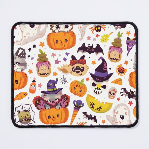 Item preview, Kawaii Halloween Stickerbomb Pattern: Spooky Fun designed and sold by MoonlitDoodles1.