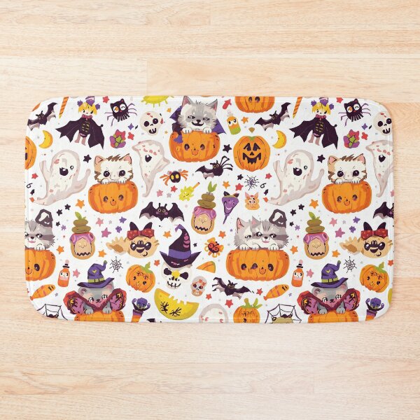 Item preview, Kawaii Halloween Stickerbomb Pattern: Spooky Fun designed and sold by MoonlitDoodles1.