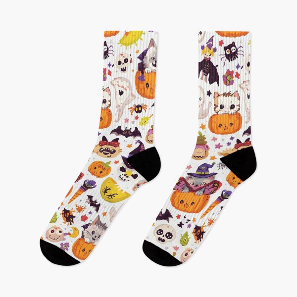 Item preview, Kawaii Halloween Stickerbomb Pattern: Spooky Fun designed and sold by MoonlitDoodles1.