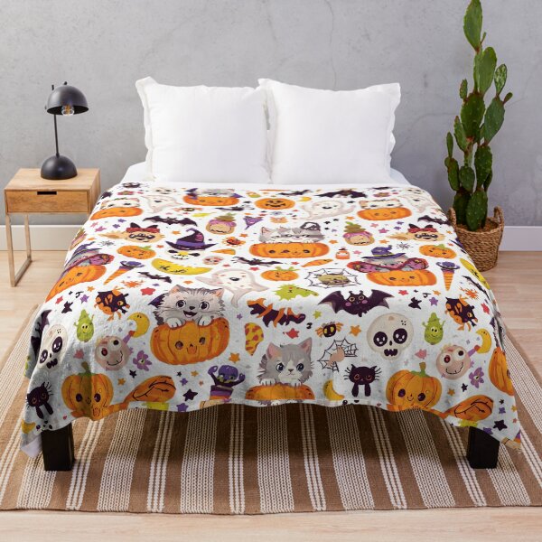 Item preview, Kawaii Halloween Stickerbomb Pattern: Spooky Fun designed and sold by MoonlitDoodles1.
