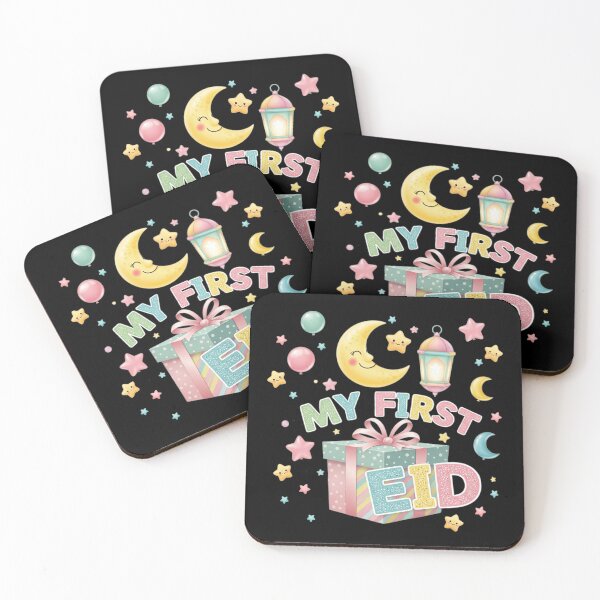 Item preview, "My First Eid" Glittery Letters, Gift Box & Smiling Moon (V.2) designed and sold by D-Islamic.