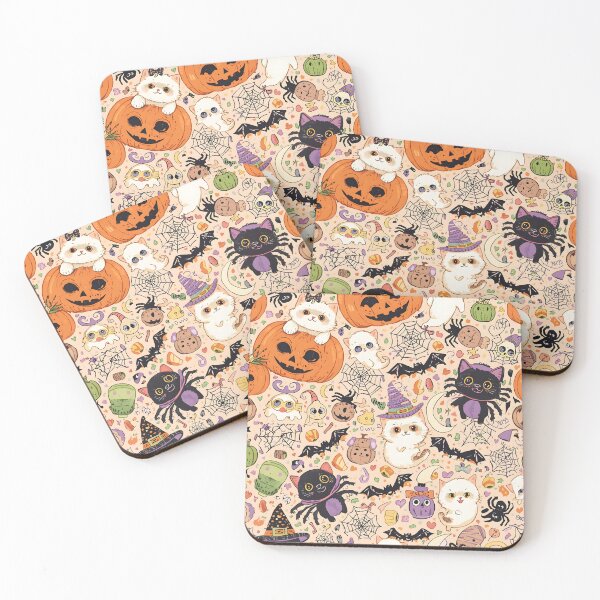 Item preview, Kawaii Spooky Stickerbomb Pattern: Cats and Pumpkins designed and sold by MoonlitDoodles1.