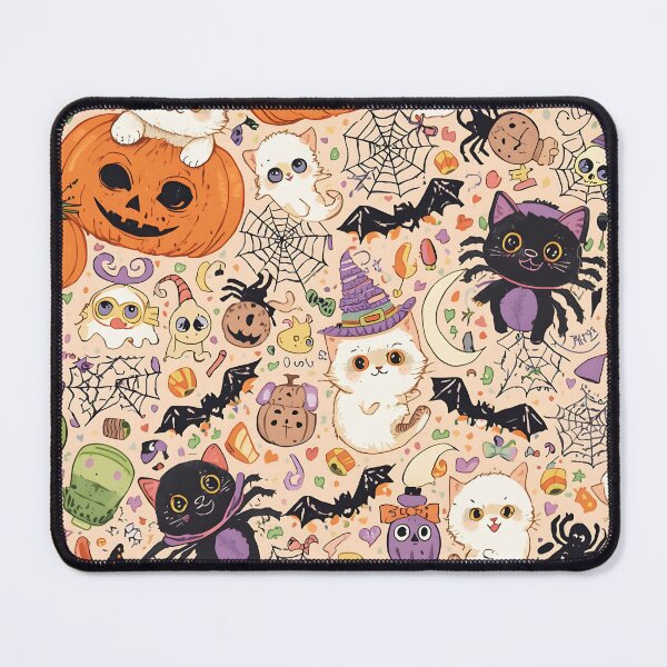 Item preview, Kawaii Spooky Stickerbomb Pattern: Cats and Pumpkins designed and sold by MoonlitDoodles1.