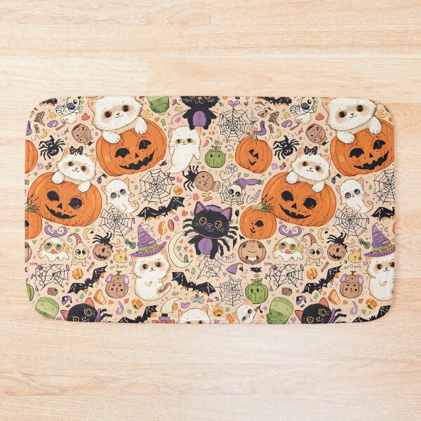 Item preview, Kawaii Spooky Stickerbomb Pattern: Cats and Pumpkins designed and sold by MoonlitDoodles1.
