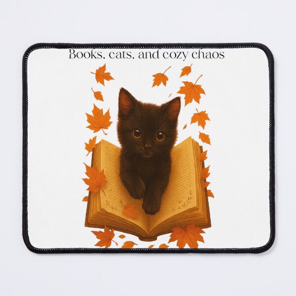 Item preview, Books, Cats, and Cozy Chaos – Autumn Reading Kitty Design designed and sold by MagicMeow1.