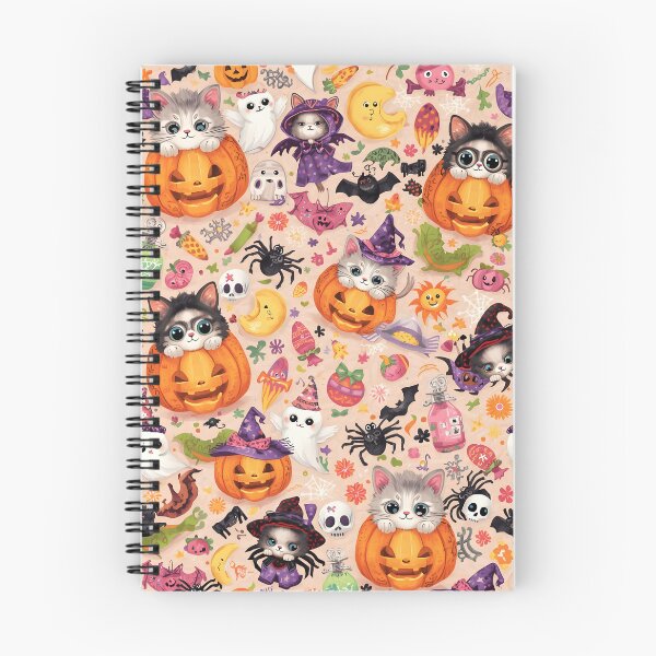 Item preview, Chibi Halloween Kitten Chaos Pattern: Spooky Cute Pumpking designed and sold by MoonlitDoodles1.