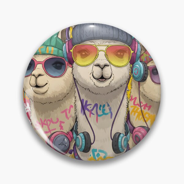 Item preview, Cool Llamas with Headphones – Urban Street Art Alpaca Design designed and sold by R-B-Colors.