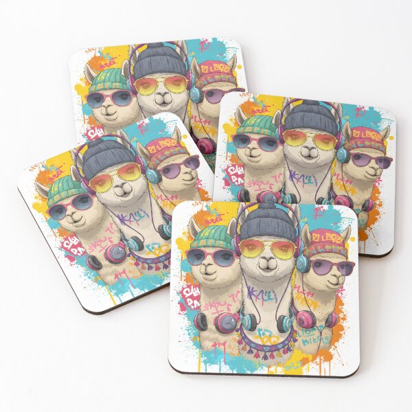 Item preview, Cool Llamas with Headphones – Urban Street Art Alpaca Design designed and sold by R-B-Colors.
