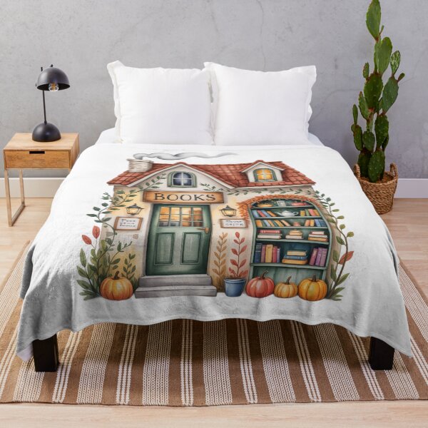 Item preview, Cozy Autumn Bookstore Cottage designed and sold by PrintAtelier.