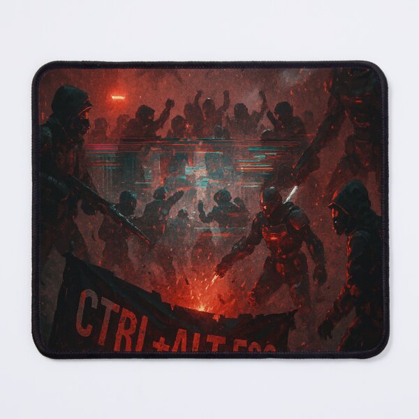 Item preview, Glitch-Infused Battle in Dystopian Night designed and sold by AbstractAnom.