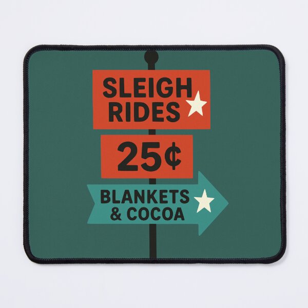 Item preview, Sleigh Rides Sign – Vintage Winter Arrow Sign with Blankets & Cocoa designed and sold by PrintSmithArt.