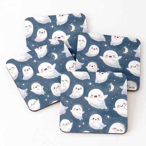 Item preview, Kawaii Ghost Happy Watercolor Midnight Floating designed and sold by MoonlitDoodles1.