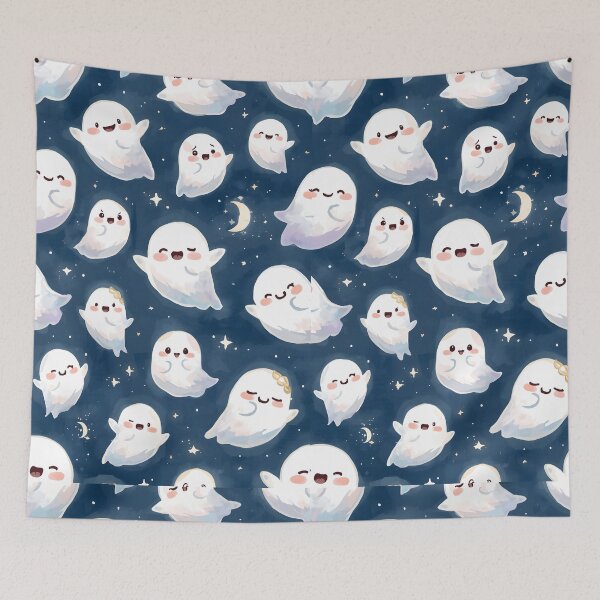 Item preview, Kawaii Ghost Happy Watercolor Midnight Floating designed and sold by MoonlitDoodles1.