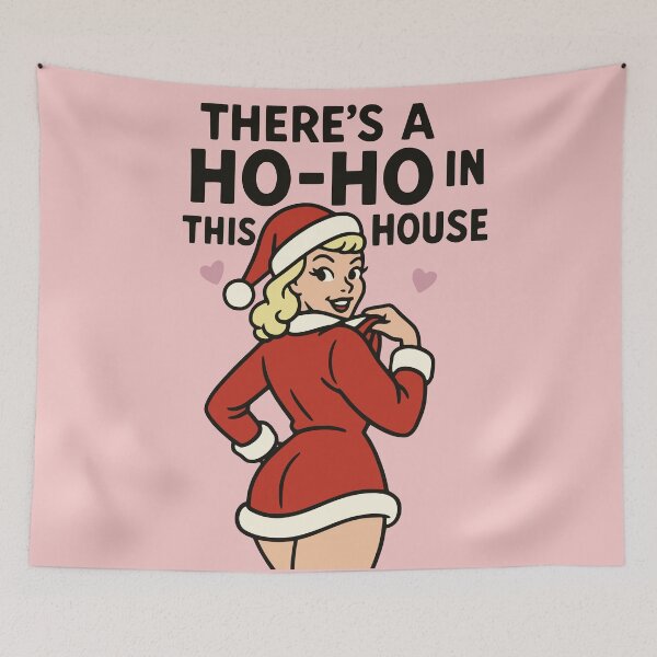 Item preview, There’s a Ho-Ho in This House – Retro Pin-Up Christmas Design designed and sold by PrintSmithArt.