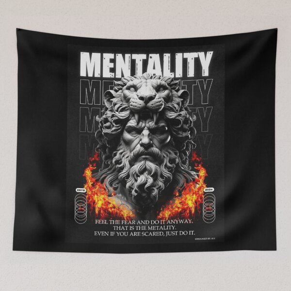 Item preview, MENTALITY Lion Head Statue Fire Graphic designed and sold by Odels.