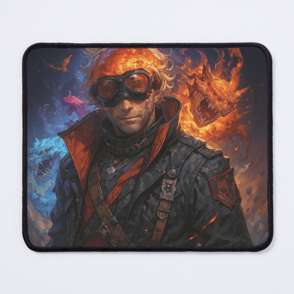 Item preview, Fiery Steampunk Warrior with Elemental Dragons – Epic Fantasy Character Art in Ultra HD designed and sold by AI ART Studio.