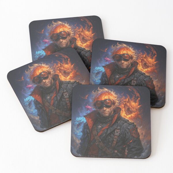 Item preview, Fiery Steampunk Warrior with Elemental Dragons – Epic Fantasy Character Art in Ultra HD designed and sold by AI ART Studio.