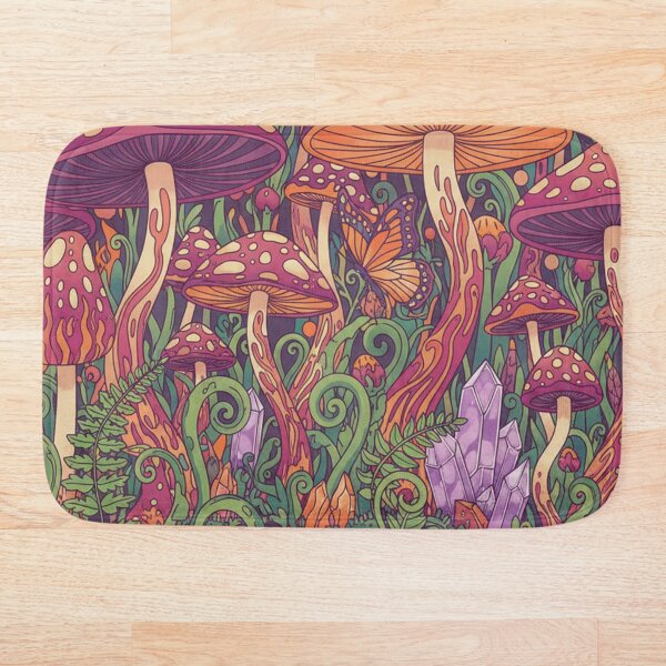 Item preview, Orange & Teal Hippy Mystical Mushroom Garden Art – Fantasy Nature Illustration designed and sold by CreazyCreator77.