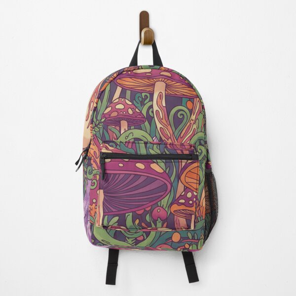 Item preview, Arte hippie de jardín de hongos místico en naranja y verde azulado: ilustración de naturaleza fantástica designed and sold by CreazyCreator77.