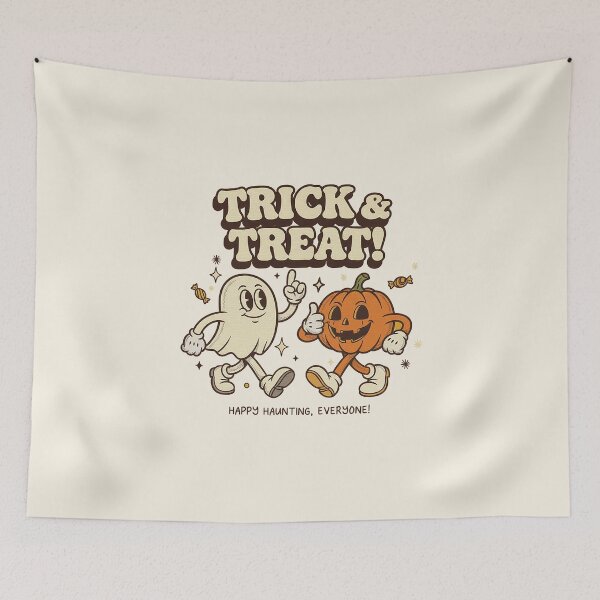 Item preview, Trick Treat Happy Haunting Retro Ghost Pumpkin designed and sold by HoopeStylee.