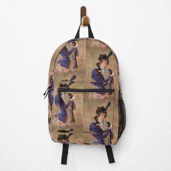 Item preview, Painting of a Lady in blue vintage art designed and sold by Vintage Designs +.