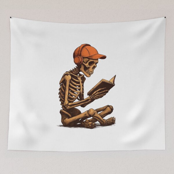 Item preview, Skeleton Reader – Orange Cap & Headphones Anime Art designed and sold by FUIRY .