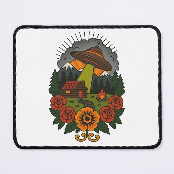 Item preview, UFO Cabin Tattoo Design – Vintage Ink Style Alien Art designed and sold by ldjcustomdesign.