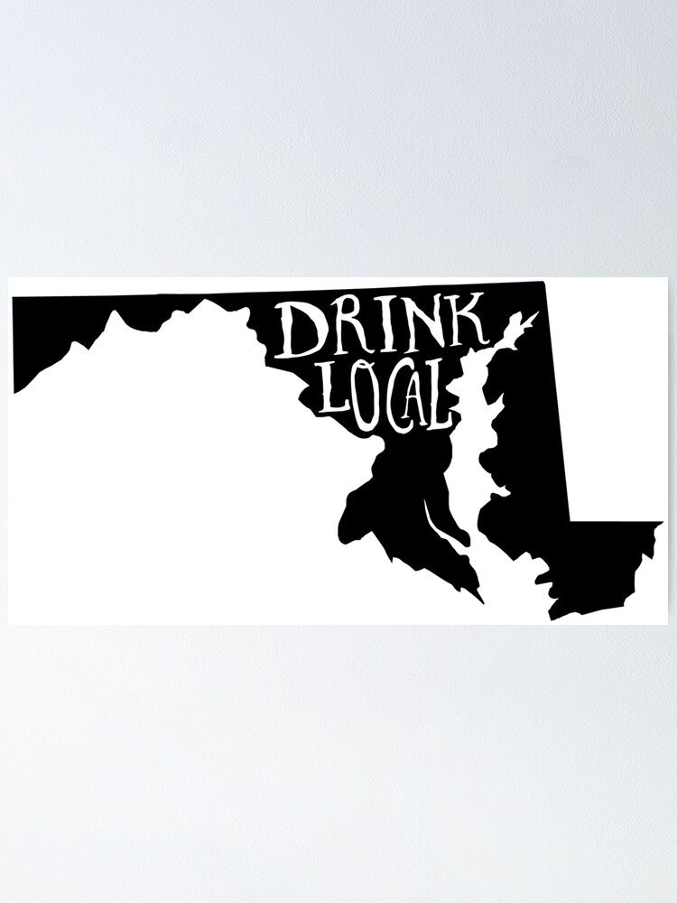 DRINK LOCAL FESTIVAL Beer STICKER Label with MARYLAND COLORS /& OUTLINE Baltimore