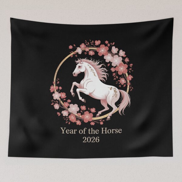 Item preview, 2026 Year of the Horse Floral Wreath Design designed and sold by Gogetgiggles.