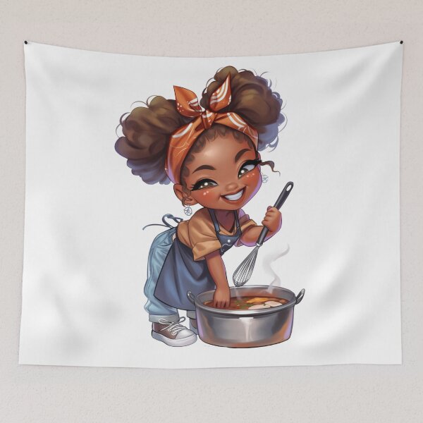 Item preview, Cute Black Girl Cooking Chibi designed and sold by Lulunza.