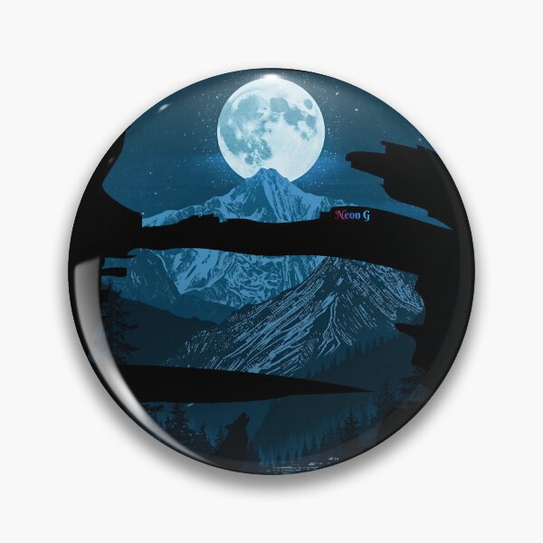 Item preview, Mountain landscape at night, full moon and a single wolf howling Embrace the Night 3 designed and sold by Neon G.