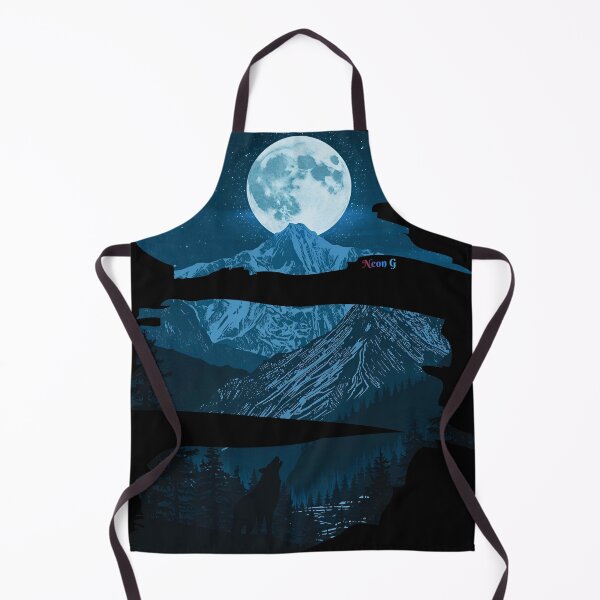 Item preview, Mountain landscape at night, full moon and a single wolf howling Embrace the Night 3 designed and sold by Neon G.