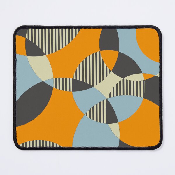 Item preview, Mid-Century Modern Circles and Stripes - Orange, Blue, Gray, Taupe designed and sold by QuestingPixel.