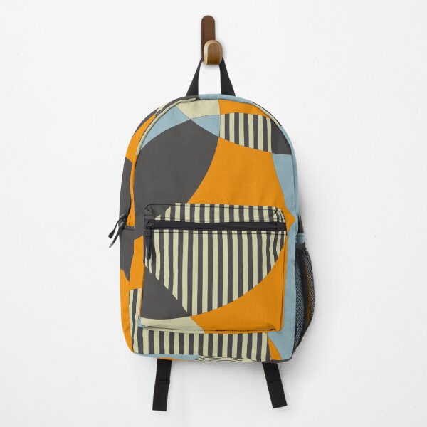 Item preview, Mid-Century Modern Circles and Stripes - Orange, Blue, Gray, Taupe designed and sold by QuestingPixel.