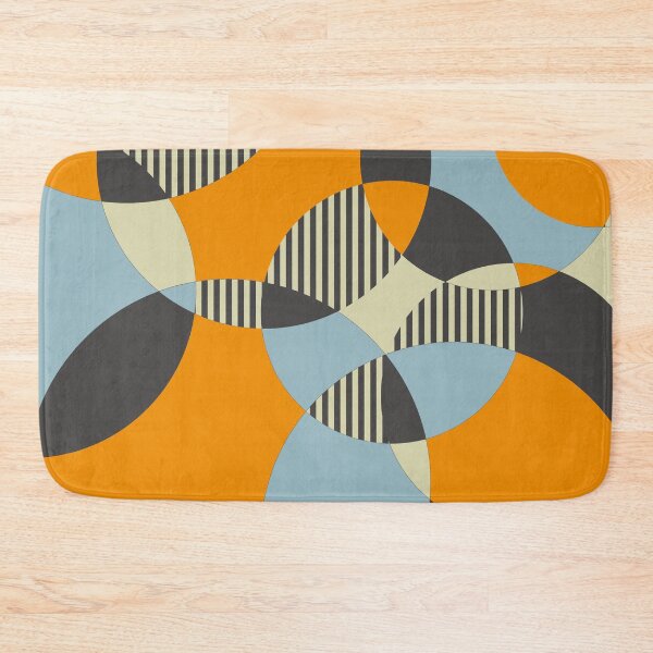 Item preview, Mid-Century Modern Circles and Stripes - Orange, Blue, Gray, Taupe designed and sold by QuestingPixel.