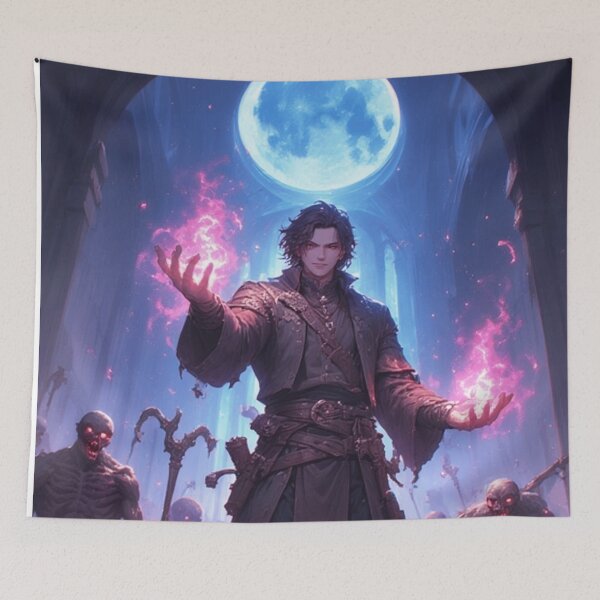 Item preview, Dark Sorcerer Summoning Undead Under Full Moon – Fantasy Magic Artwork designed and sold by AI ART Studio.