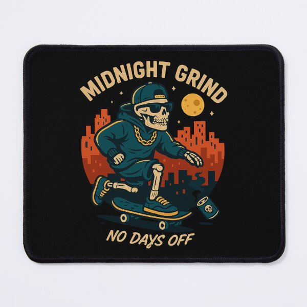 Item preview, Midnight Grind – No Days Off | Urban Skate Skeleton Design designed and sold by PhilllandArt.